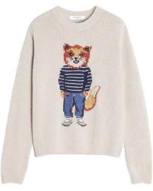 Maison Kitsuné Maison Kitsuné Dressed Fox Intarsia Jumper - White