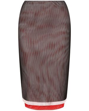 MSGM Gonna Rear Slit Skirt - Brown