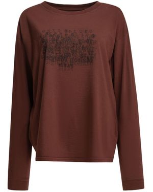 Maison Margiela Logo Embroidered T-Shirt - Brown