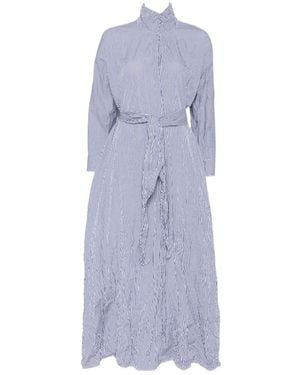 Daniela Gregis Striped Funnel-Neck Maxi Dress - Purple