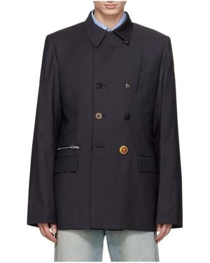 Martine Rose Double-Breasted Zipper Casual Jacket - Blue