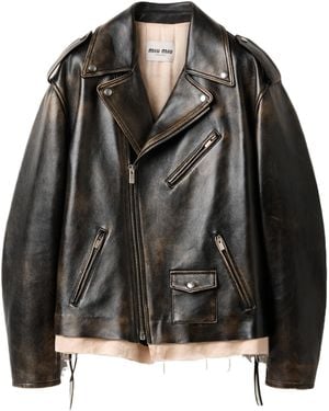 Miu Miu Leather Jacket - Black