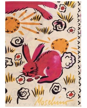 Moschino Rabbit Print Silk Scarf - Pink