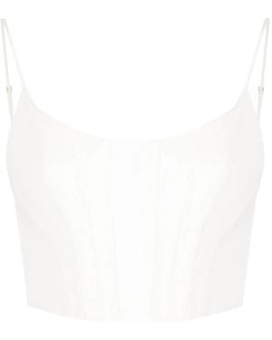 Zimmermann Alight Floral-Pattern Linen Corset Top - White