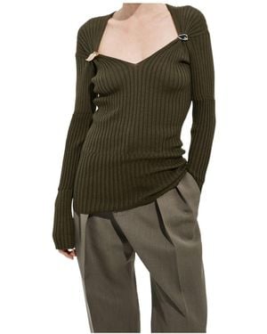 Bottega Veneta Cashmere And Silk Rib Jumper - Green
