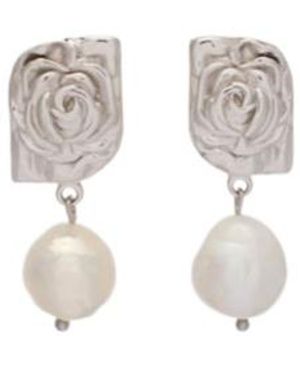Magda Butrym Floral Faux-Pearl Drop Earrings - Metallic