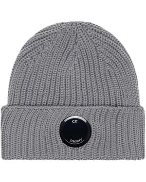 C.P. Company Ribbed Cotton Beanie Hat - Grey