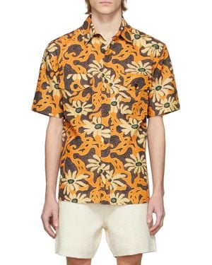 Nanushka Floral Printed Short-Sleeved Shirt - Metallic