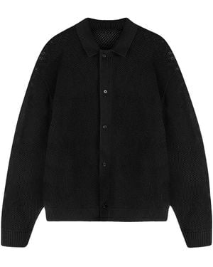 Represent Long-Sleeved Mesh Knitted Shirt - Black