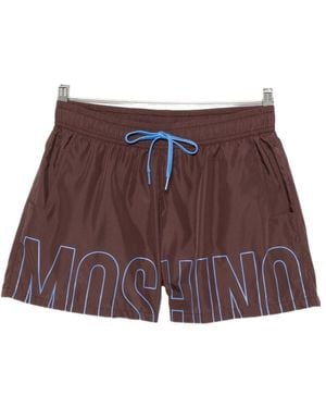Moschino Logo-Print Drawstring Swim Trunks - Purple