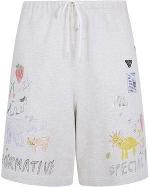 Maison Mihara Yasuhiro Kids Doodle Drawstring Shorts - White