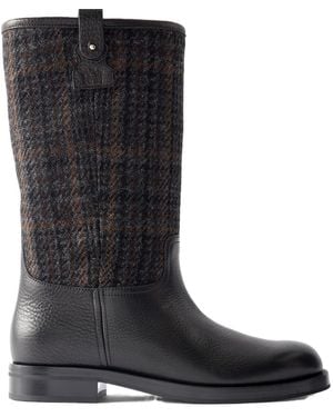Church's Tweed And Leather Boots - Black