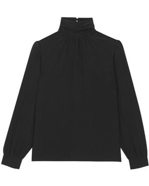 Saint Laurent High-Neck Blouse - Black