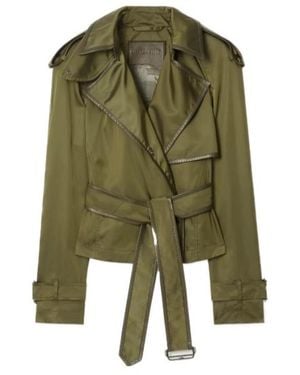 Burberry Short Nylon Blend Trench Coat - Green