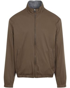 Canali Stand-Collar Zip Jacket - Brown