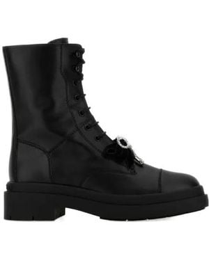 Jimmy Choo Averi Bow Leather Boots - Black