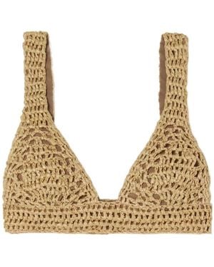 Brunello Cucinelli Logo Crocheted Bra Underwear - Natural
