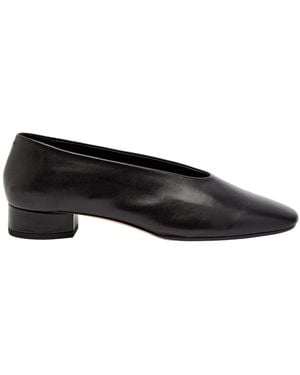 Aeyde Round Toe Leather Shoes With Line Trim - Black
