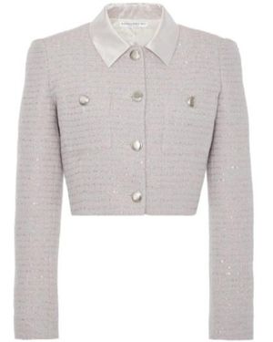 Alessandra Rich Sequined Tweed Casual Jacket - Gray