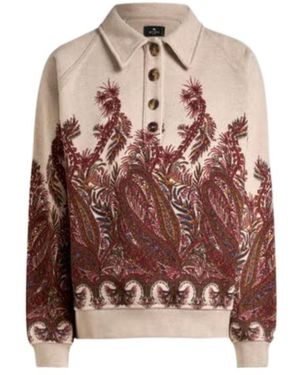 Etro Cotton Sweatshirt With Placed Print - Brown