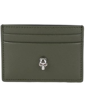McQueen Skull Leather Card Holder - Green