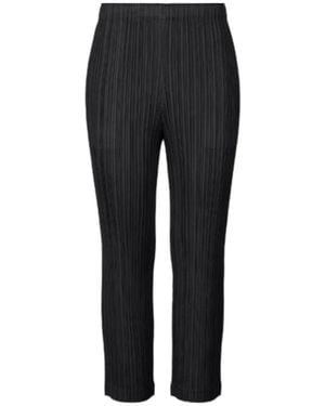 Pleats Please Issey Miyake Plissé-Effect Trousers - Black