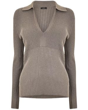 JOSEPH Long-Sleeved Ribbed Sweater - Brown