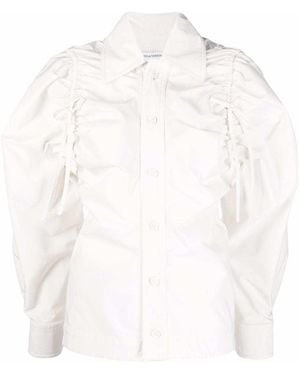 Bottega Veneta Tie-Gathered Balloon Sleeve Shirt - White