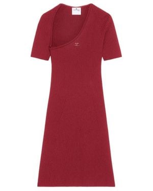 Courreges Mini Slash Rib-Knit Dress - Red