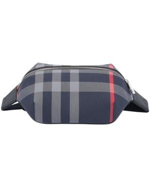 Burberry Check Pattern Zipped Belt Bag - Blue