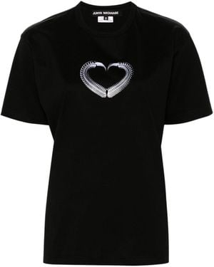 Junya Watanabe Heart Print T-Shirt - Black