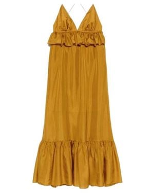 Zimmermann Rhiannon Ruffle Satin Maxi Dress - Yellow