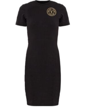 Versace Jeans Couture Couture Logo Printed Crewneck Dress - Black