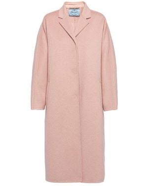 Prada Three-Quarter Length Collared Coat - Pink