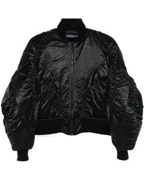 Mugler Satin Bomber Jacket - Black