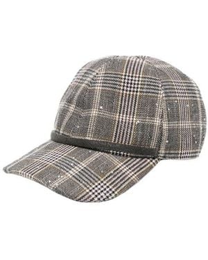Brunello Cucinelli Checked Hat - Grey
