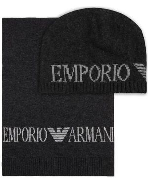 Armani Jeans Scarf And Hat Suit - Black