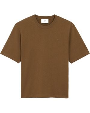AMI｜SHORT-SLEEVED ROUND NECK T-SHIRTS (UTS021 PA0015 26 Ami France Men's Short Sleeve Crew Neck Graphic Tee Gray