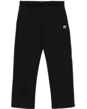 Marine Serre Logo Embroidered Straight-Leg Pants - Black