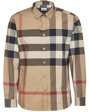 Burberry Checked Button-Up Shirt - Brown