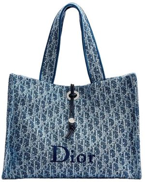 Dior Iviera Medium Spongy Book Tote - Blue