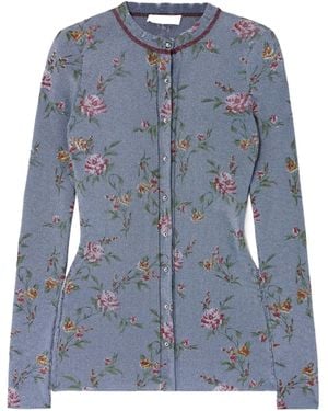 Rabanne Floral-Print Cardigan - Blue
