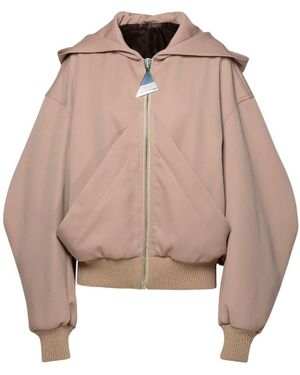 The Attico The Hooded Zip-Up Bomber Jacket - Natural