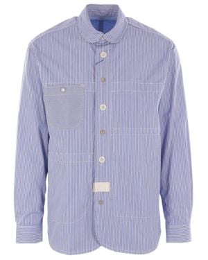 Junya Watanabe Striped Long-Sleeved Shirt - Blue