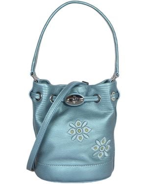 Zanellato Embroidered Floral Pattern Shoulder Bag - Blue