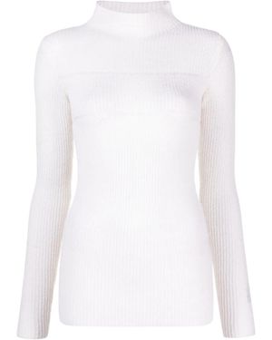 MSGM Striped Mock-Neck Sweater - White