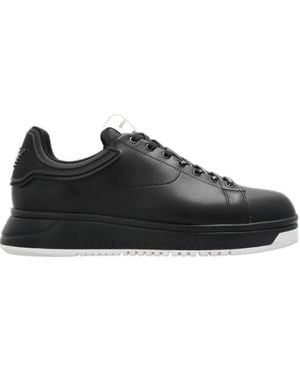 Emporio Armani Leather Trainers - Black