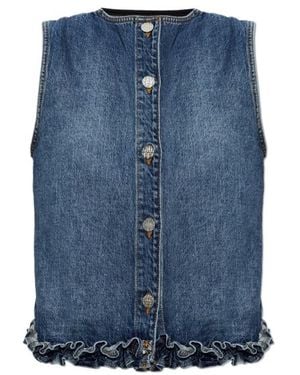Baum und Pferdgarten Madie Ruffled Denim Top - Blue