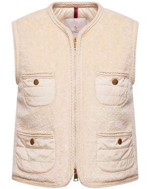 Moncler Mimosas Braided Trim Teddy Padded Gilet - Natural