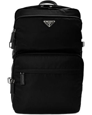Prada Triangular Logo Backpack - Black